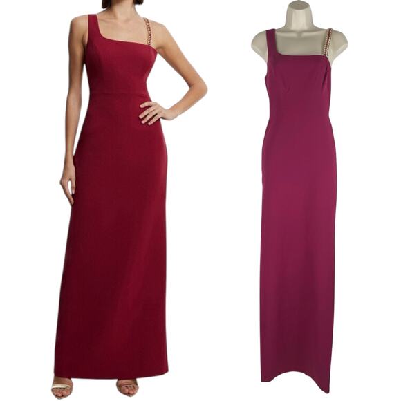 BCBGMaxAzria Dresses & Skirts - BCBGMaxAzria Gracie One Shoulder Chain Gown Column Dress Beet Size 2
